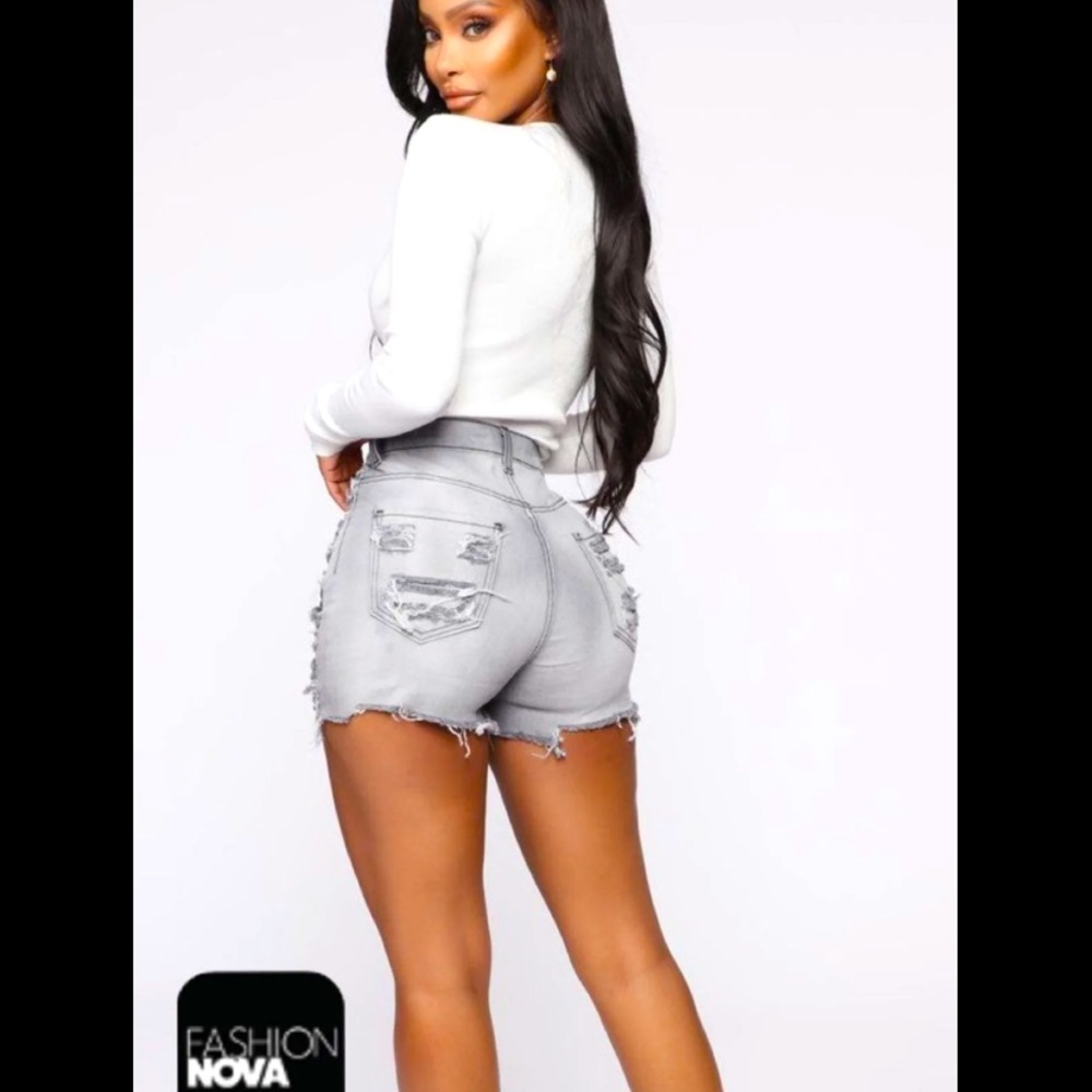 Fashion Nova “Keep in touch” distressed shorts
